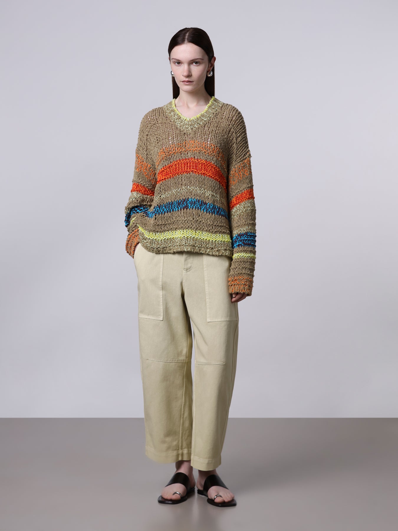 Mixed-stitch striped sweater