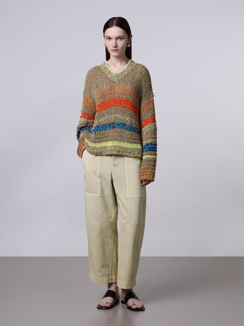 Mixed-stitch striped sweater