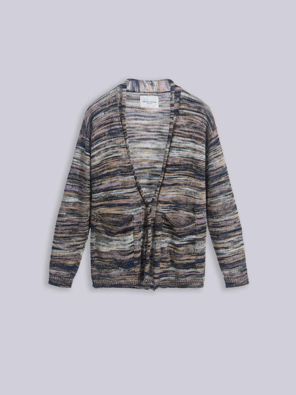 Giacca con collo sciallato in lino