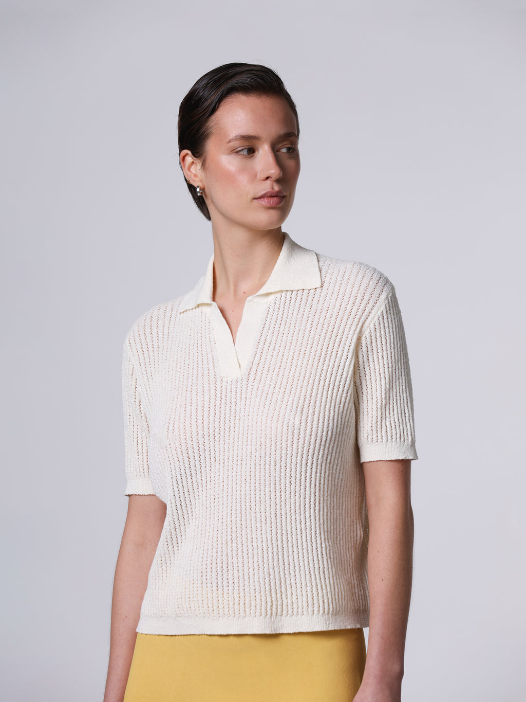 Openwork knit polo