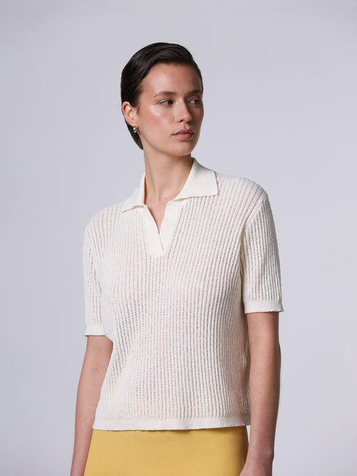 Openwork knit polo