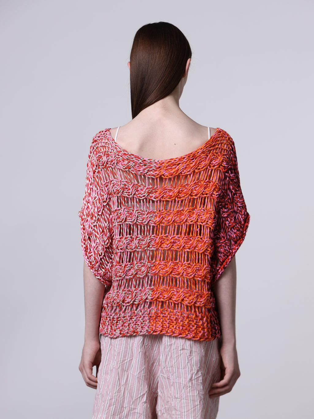 Multicolor cable-knit top
