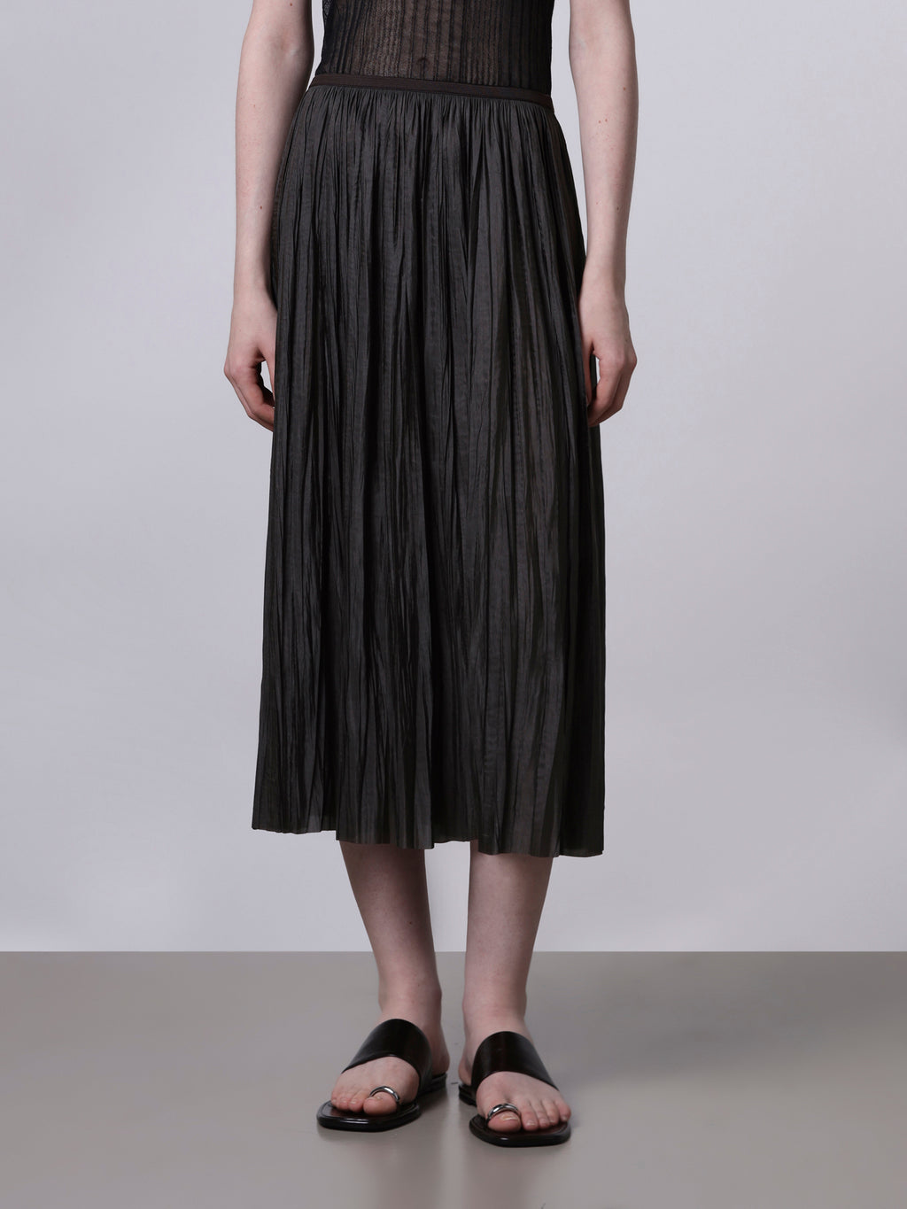 Plissé midi skirt