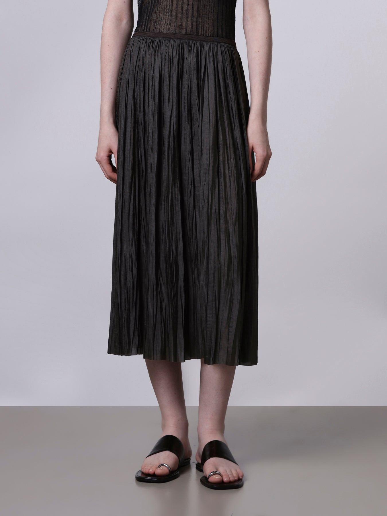 Plissé midi skirt