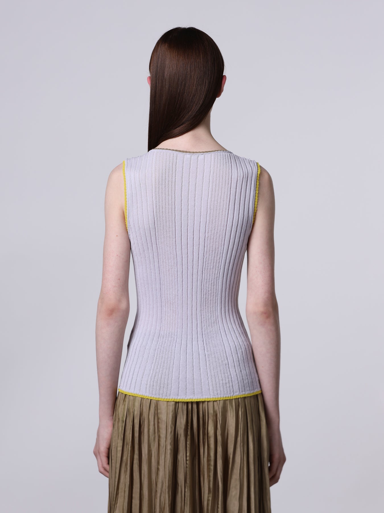 Contrast-stitch ribbed top