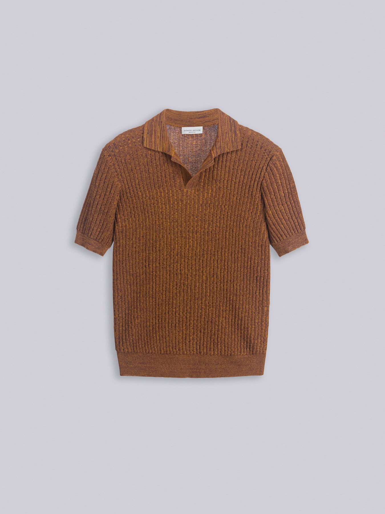 Ribbed mouliné knit polo