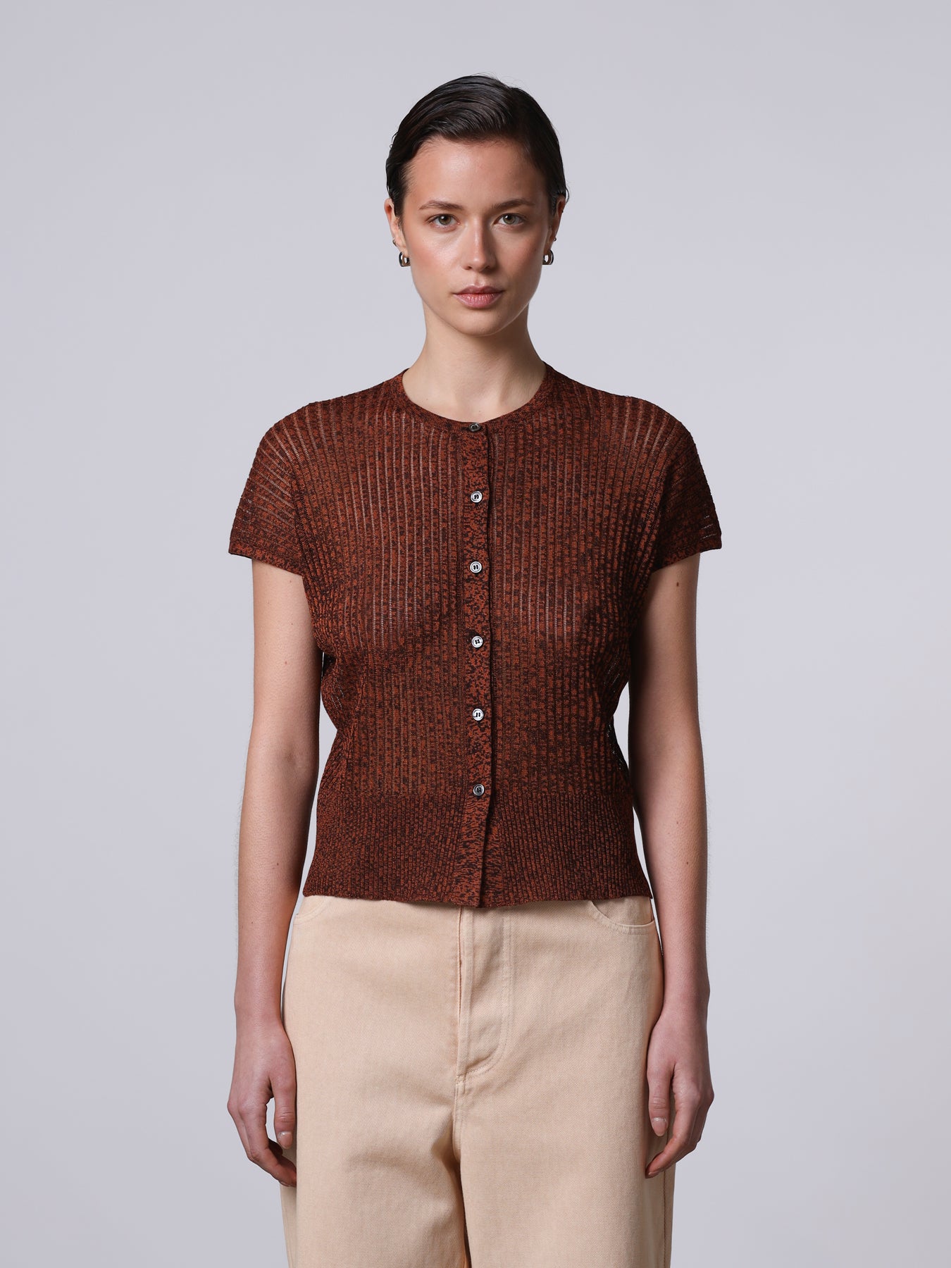 Openwork knit cardigan