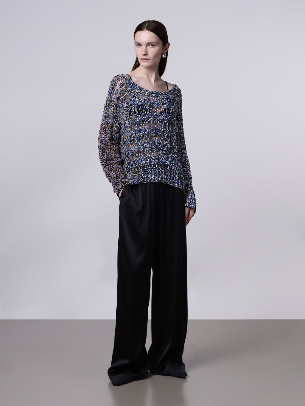 Multicolor cable-knit sweater