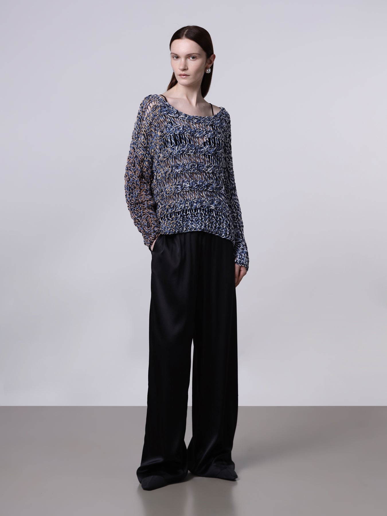 Multicolor cable-knit sweater