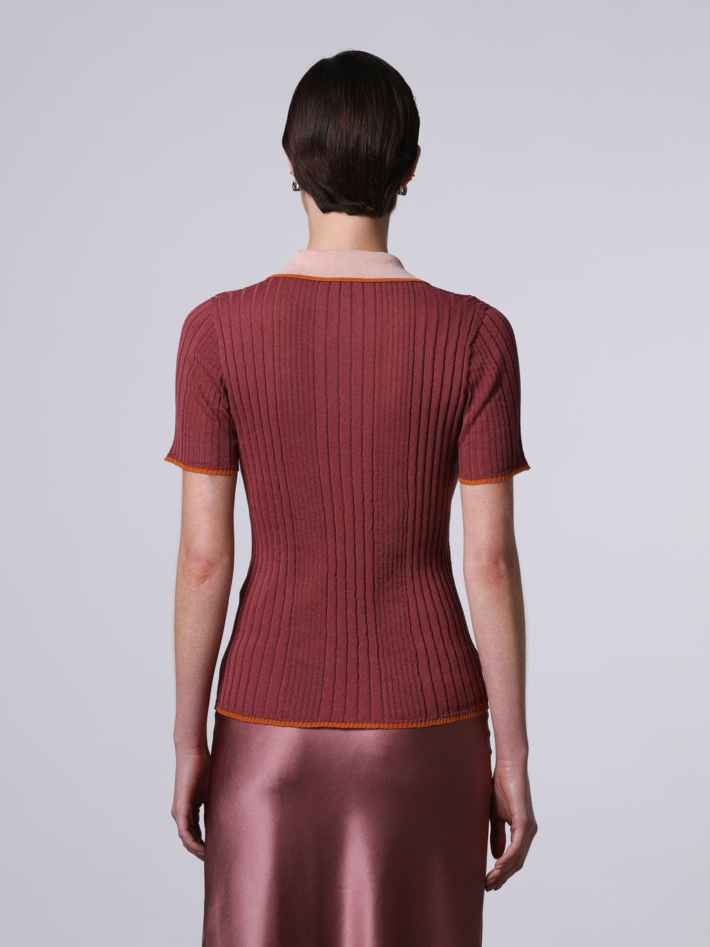 Contrast-stitch ribbed polo