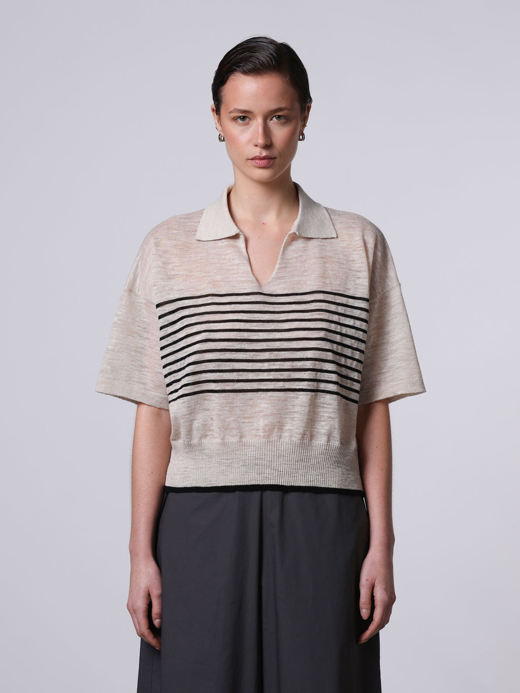 Striped linen polo