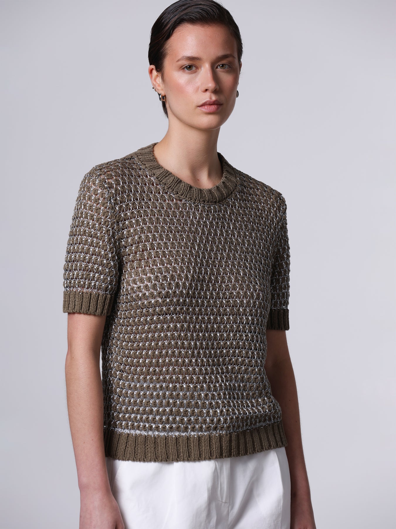 Seed stitch knit t-shirt
