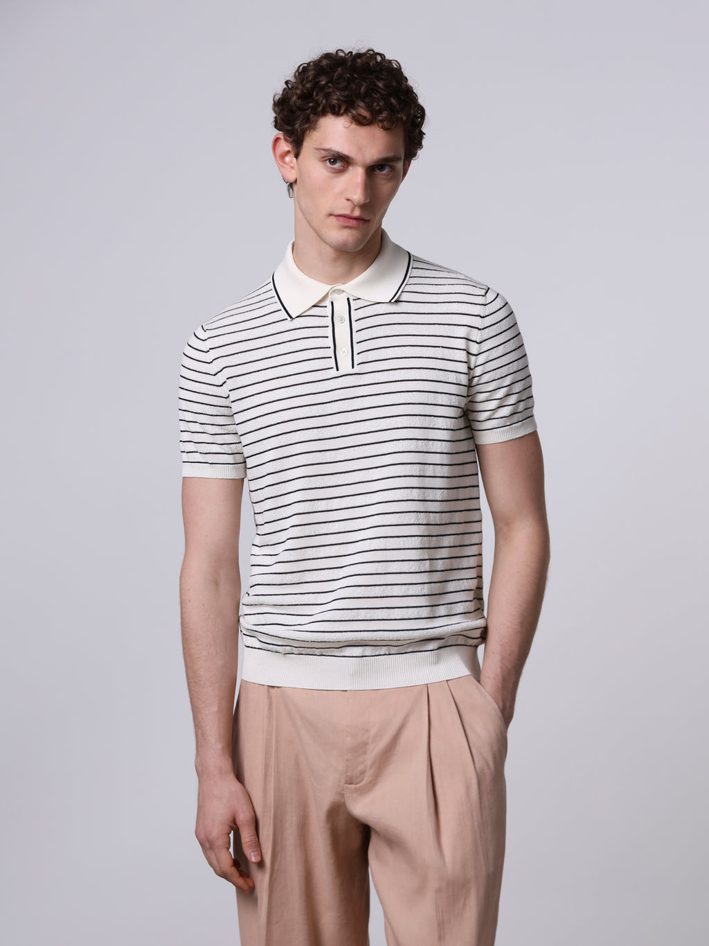 Striped cotton polo