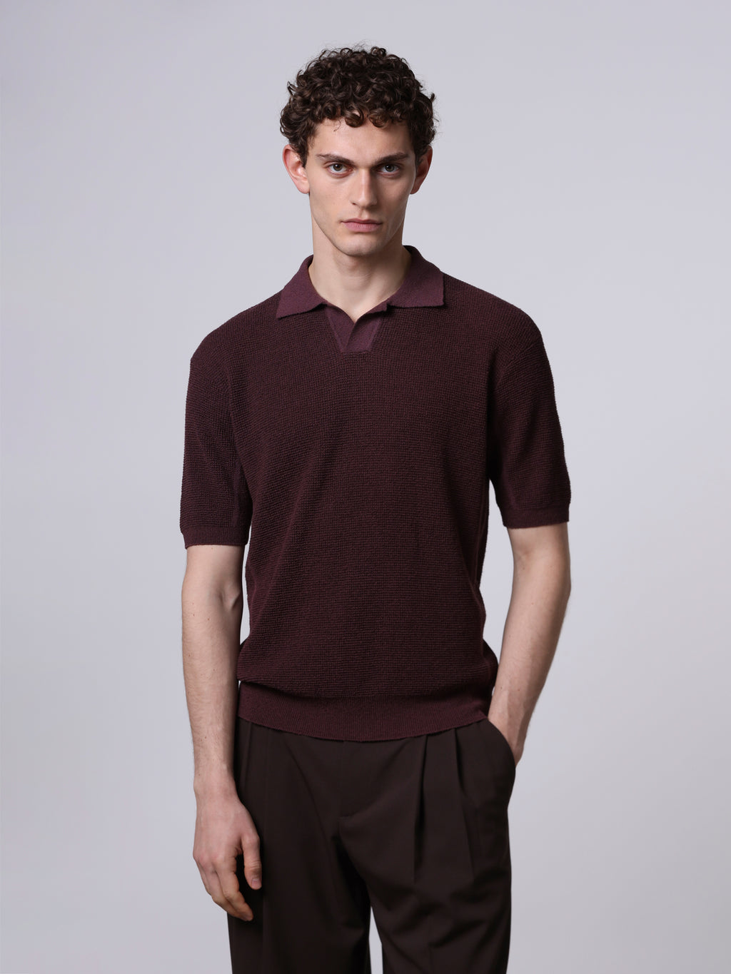 Textured knit polo