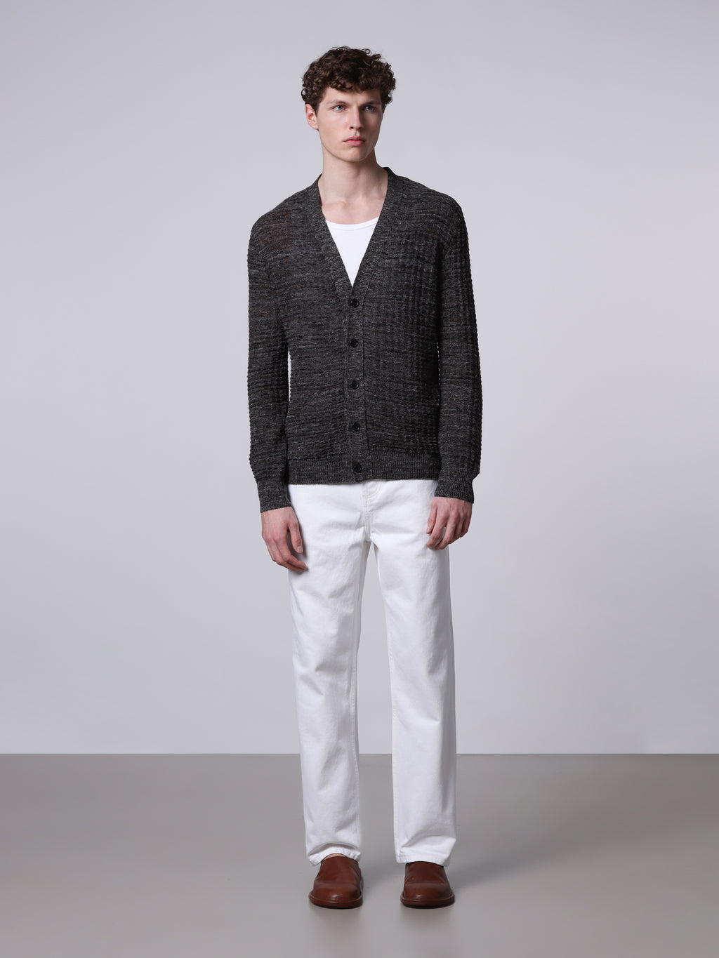 Mouliné textured-knit cardigan