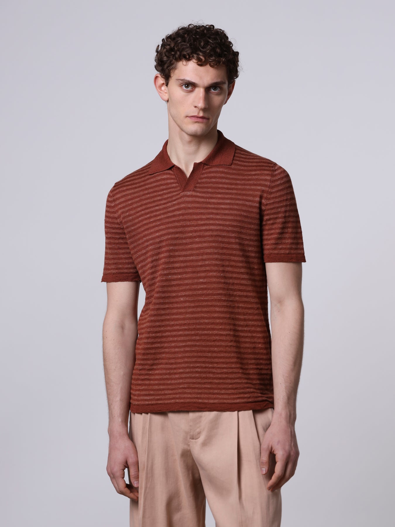 Striped linen polo