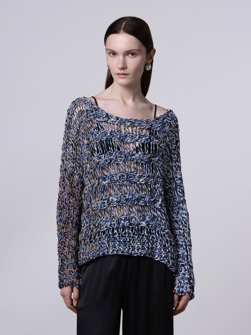 Multicolor cable-knit sweater