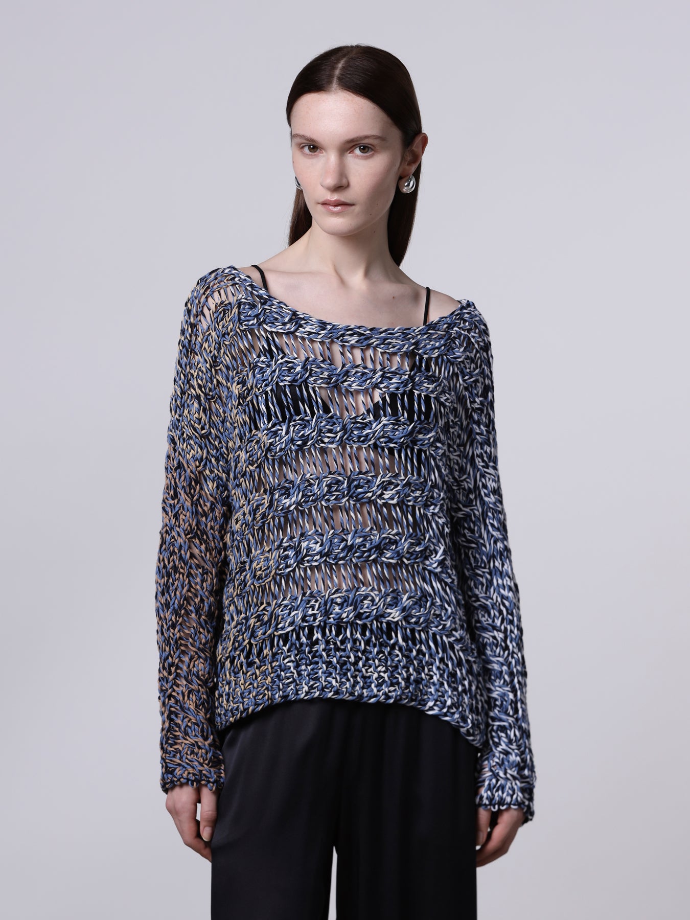 Multicolor cable-knit sweater