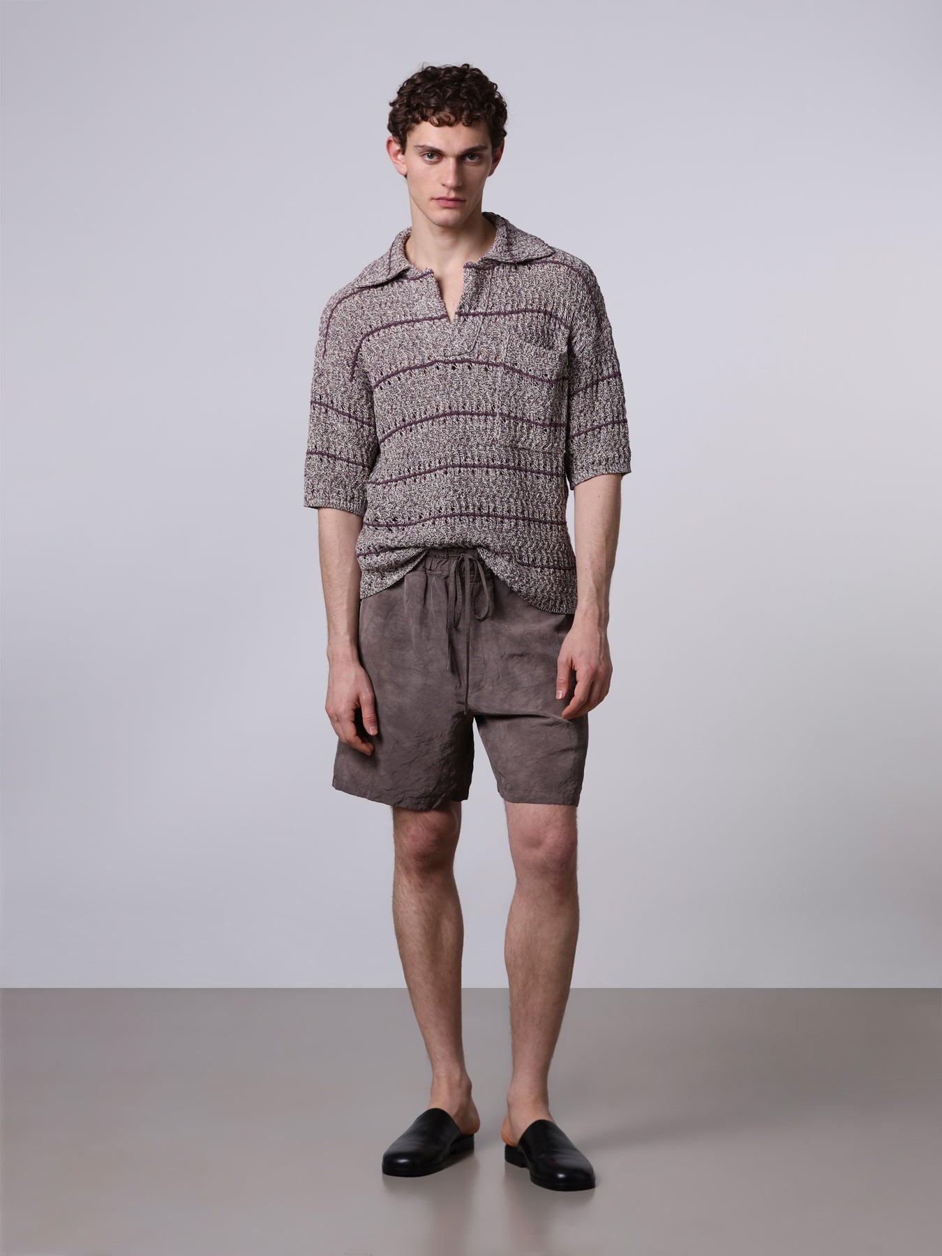 Mouliné textured knit polo