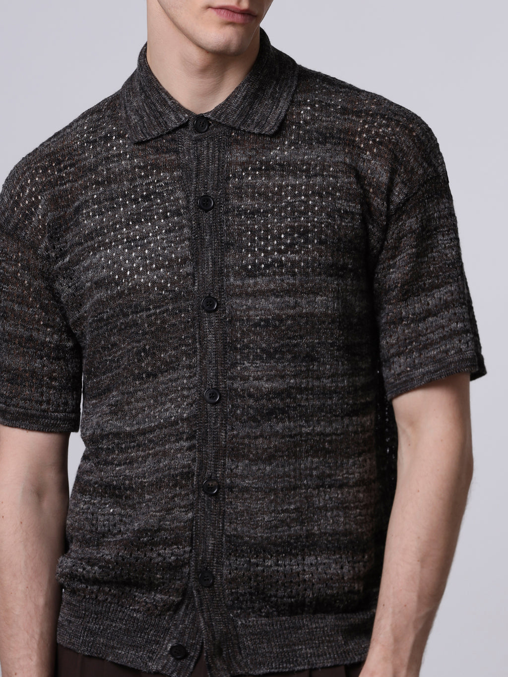 Mouliné textured-knit shirt