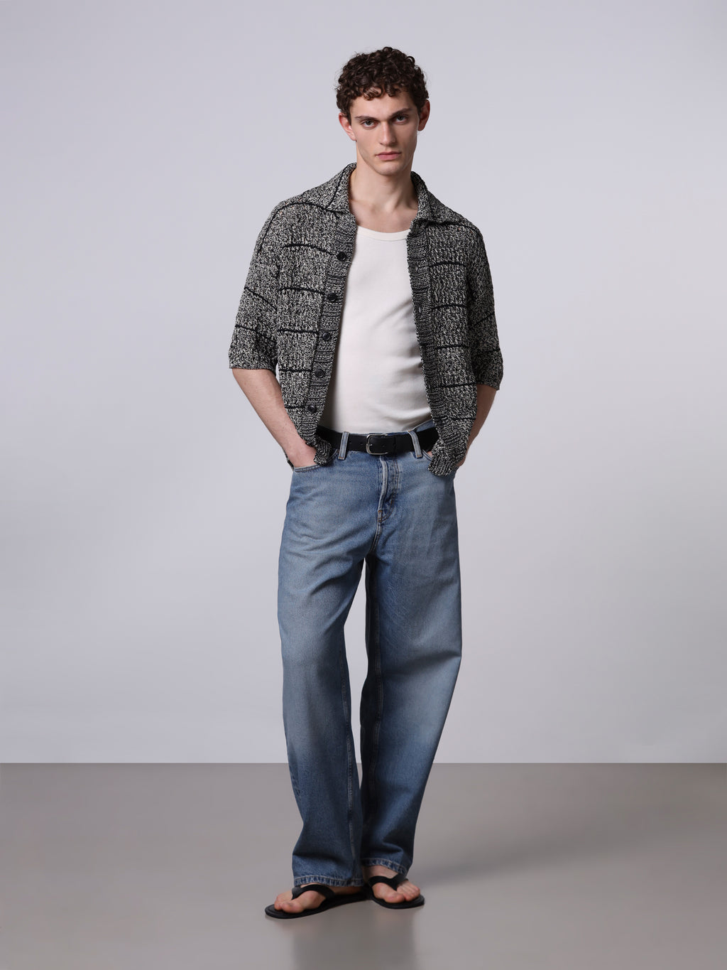 Mouliné textured knit shirt