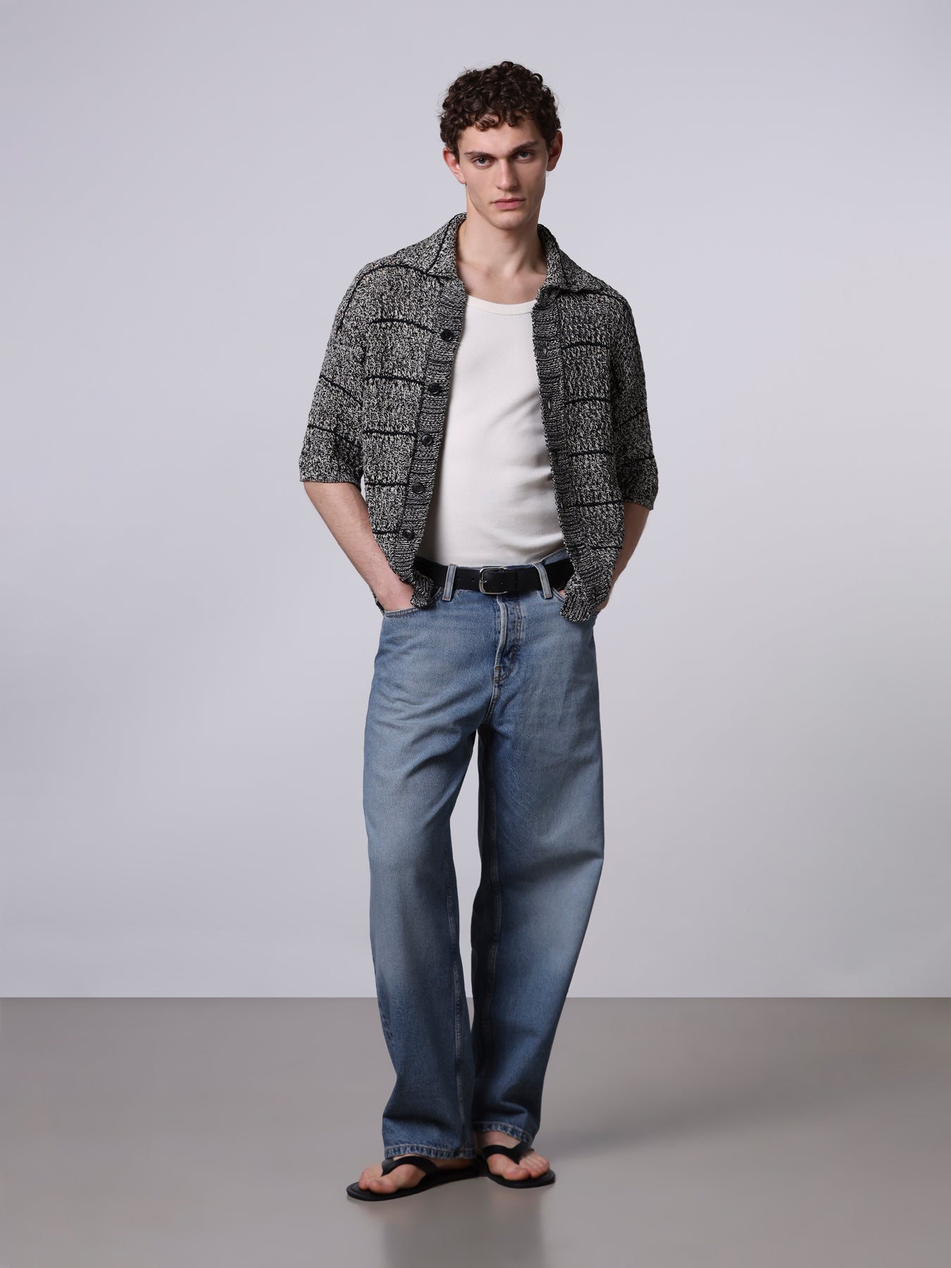 Mouliné textured knit shirt