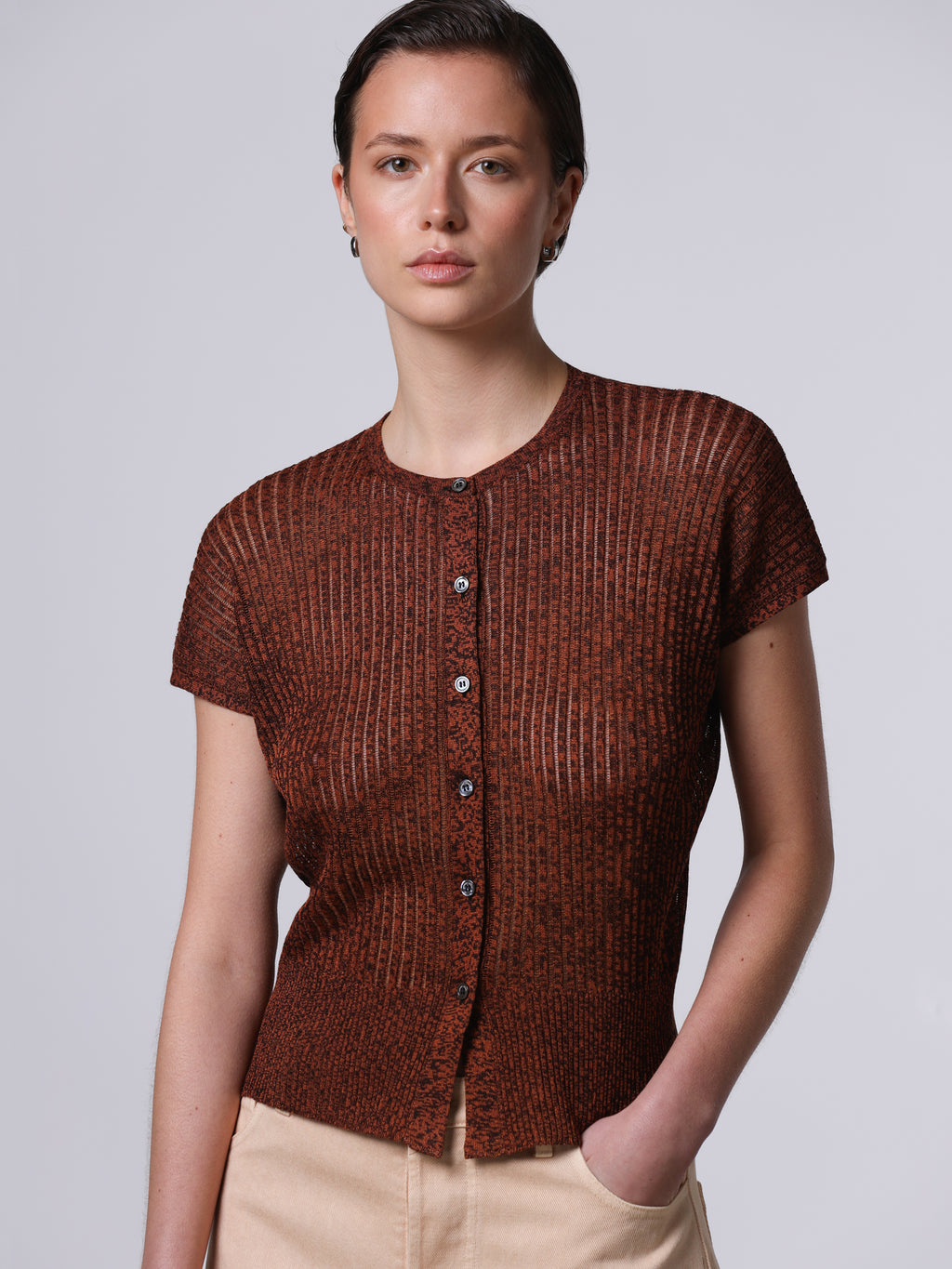 Openwork knit cardigan