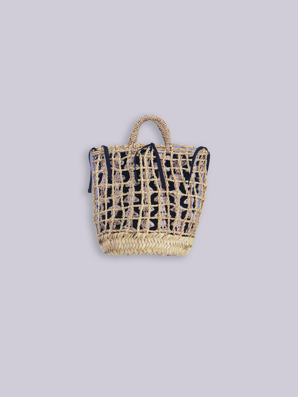 Mini straw bag with pouch