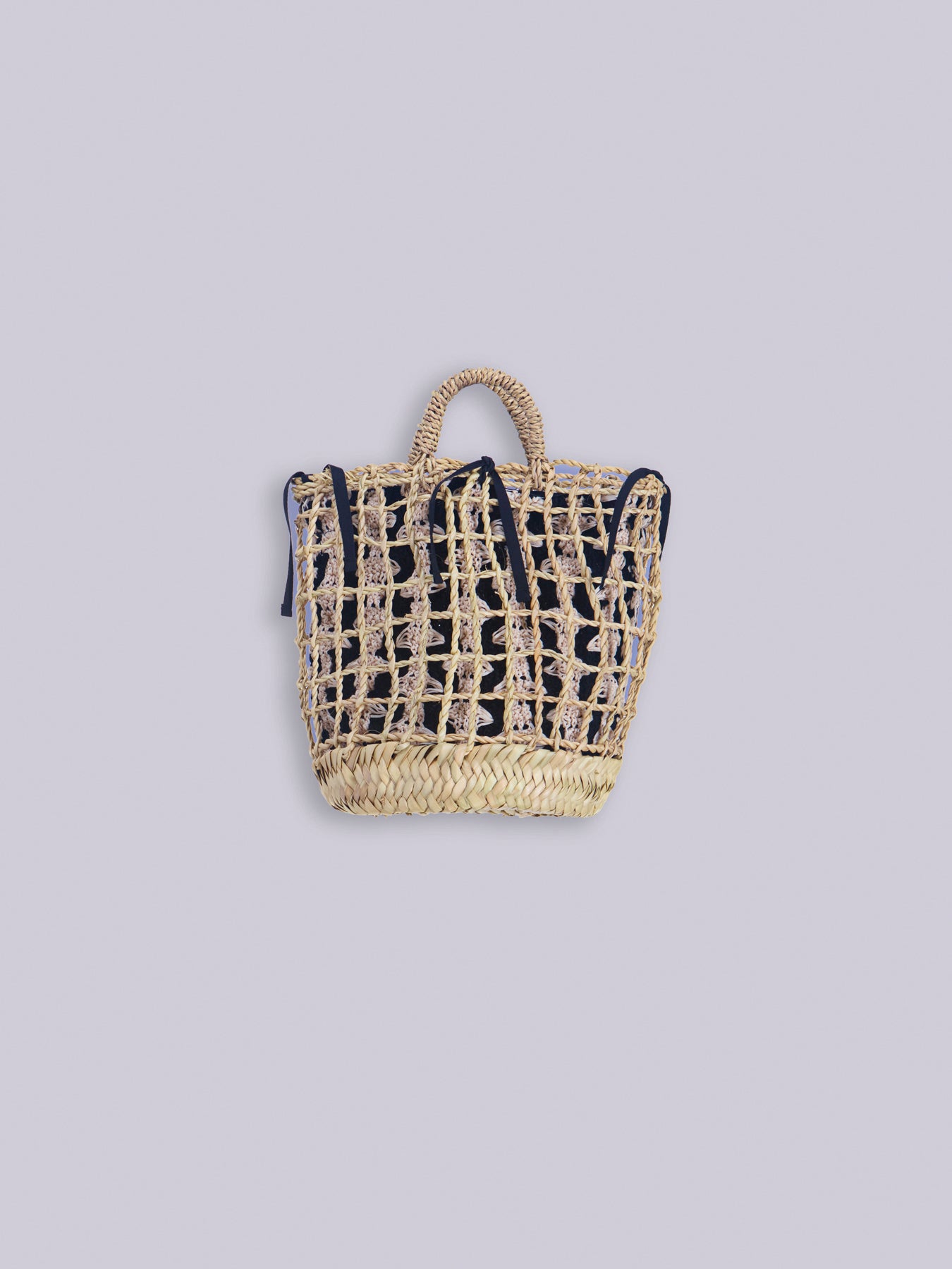 Mini straw bag with pouch