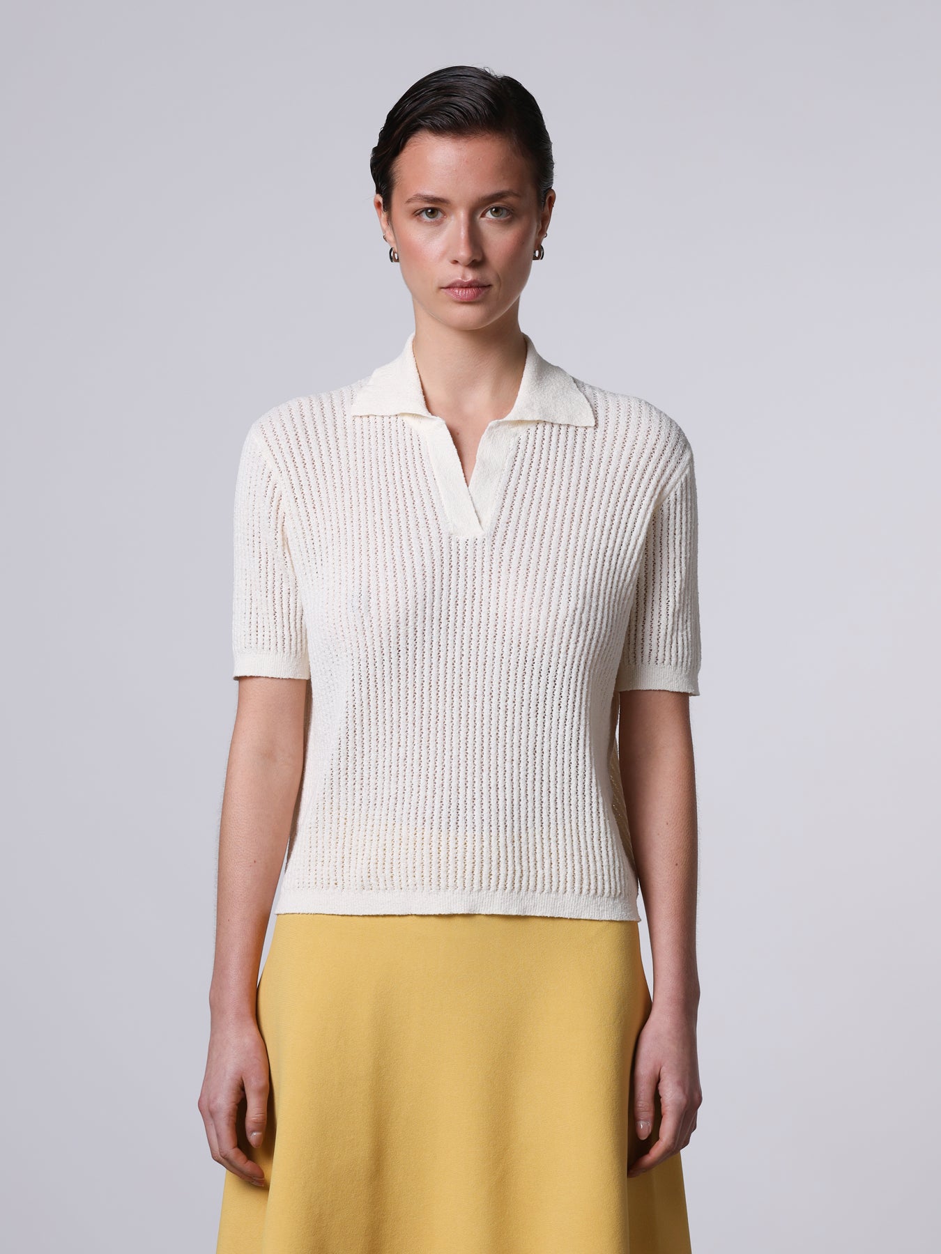 Openwork knit polo
