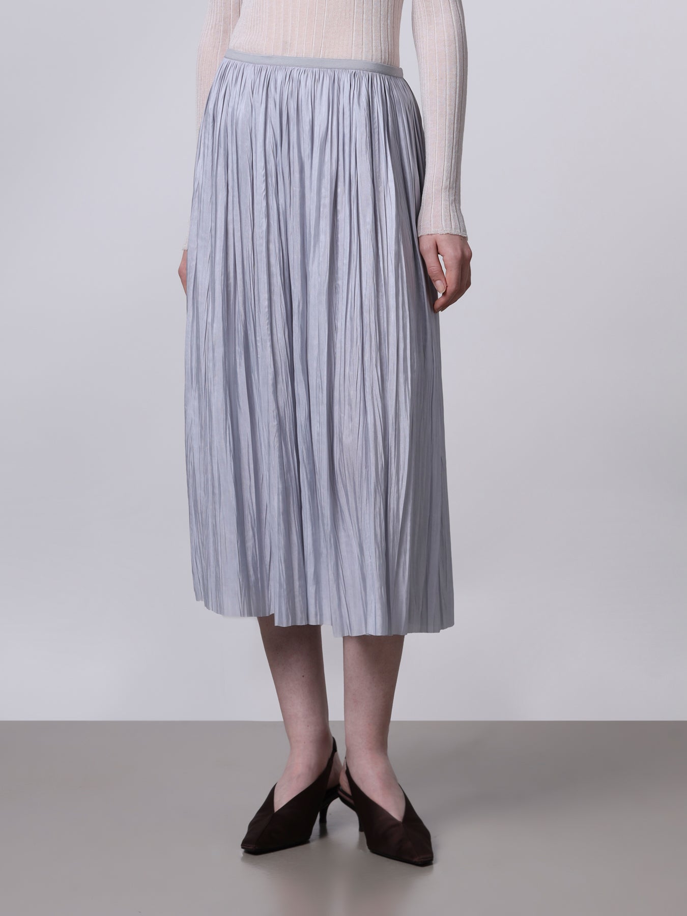 Plissé midi skirt