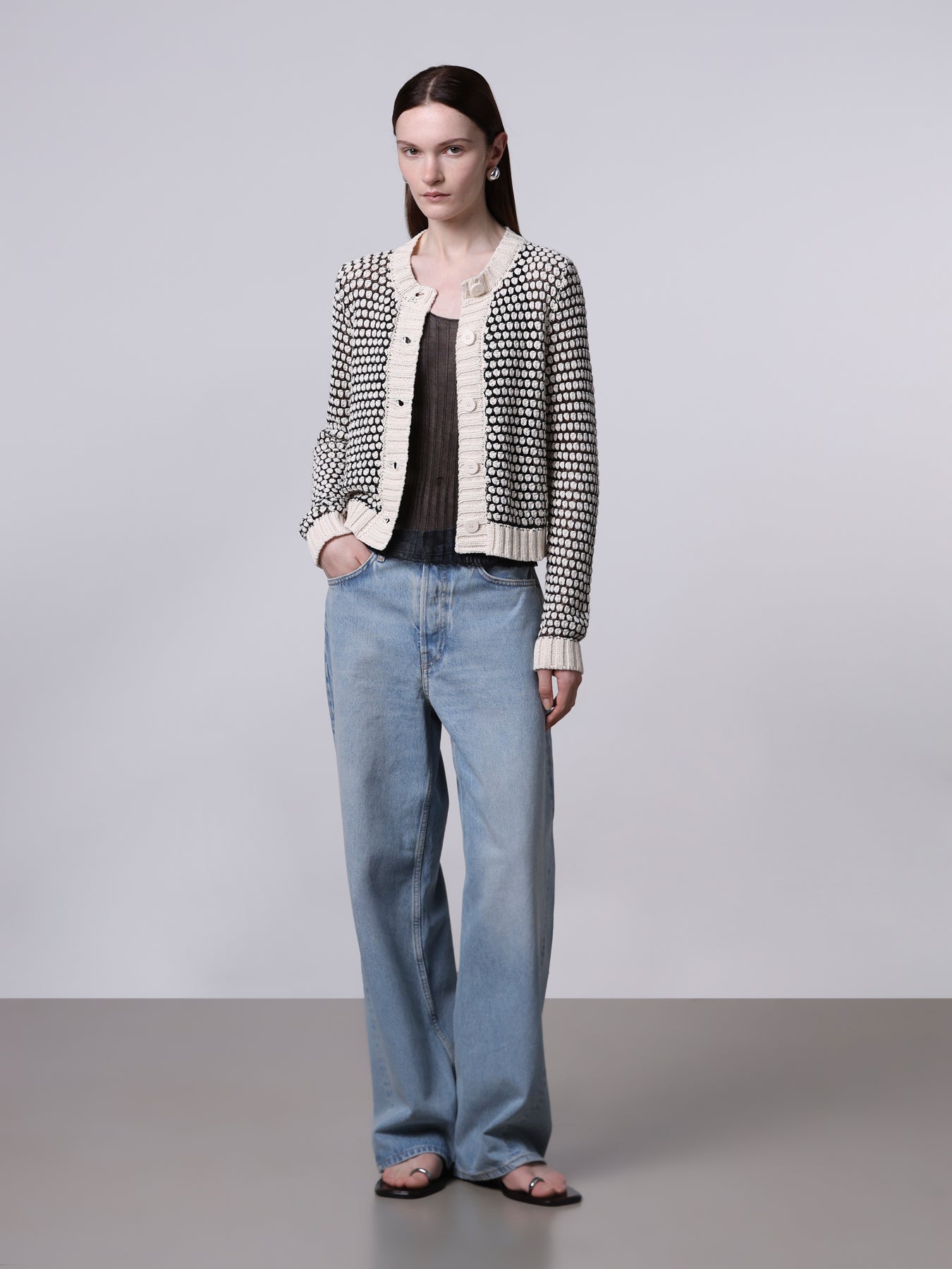 Seed stitch knit cardigan