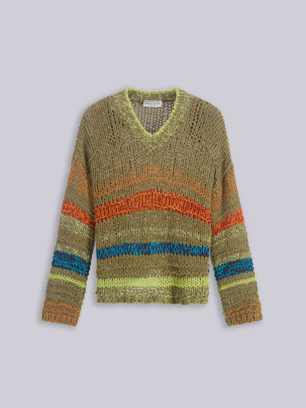 Mixed-stitch striped sweater