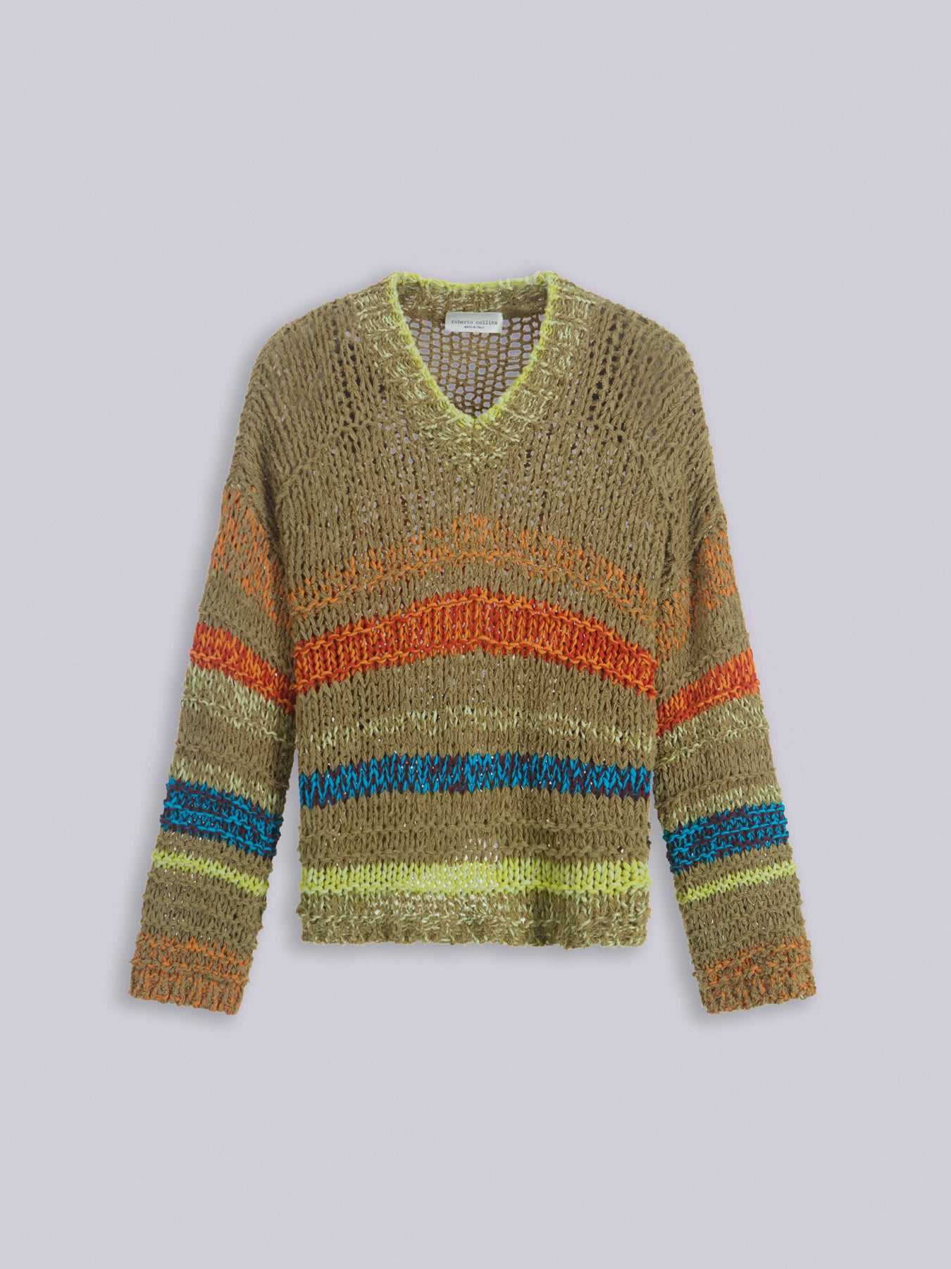 Mixed-stitch striped sweater