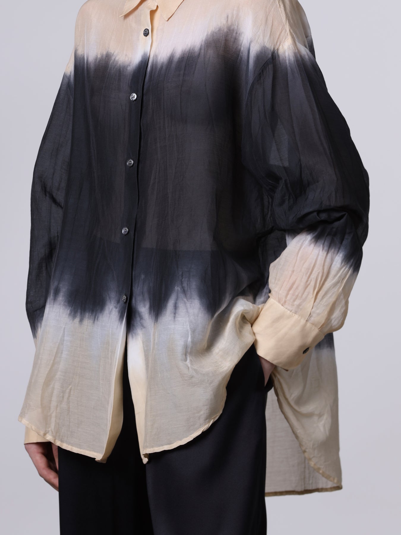 Tie-dye semi-sheer oversized shirt