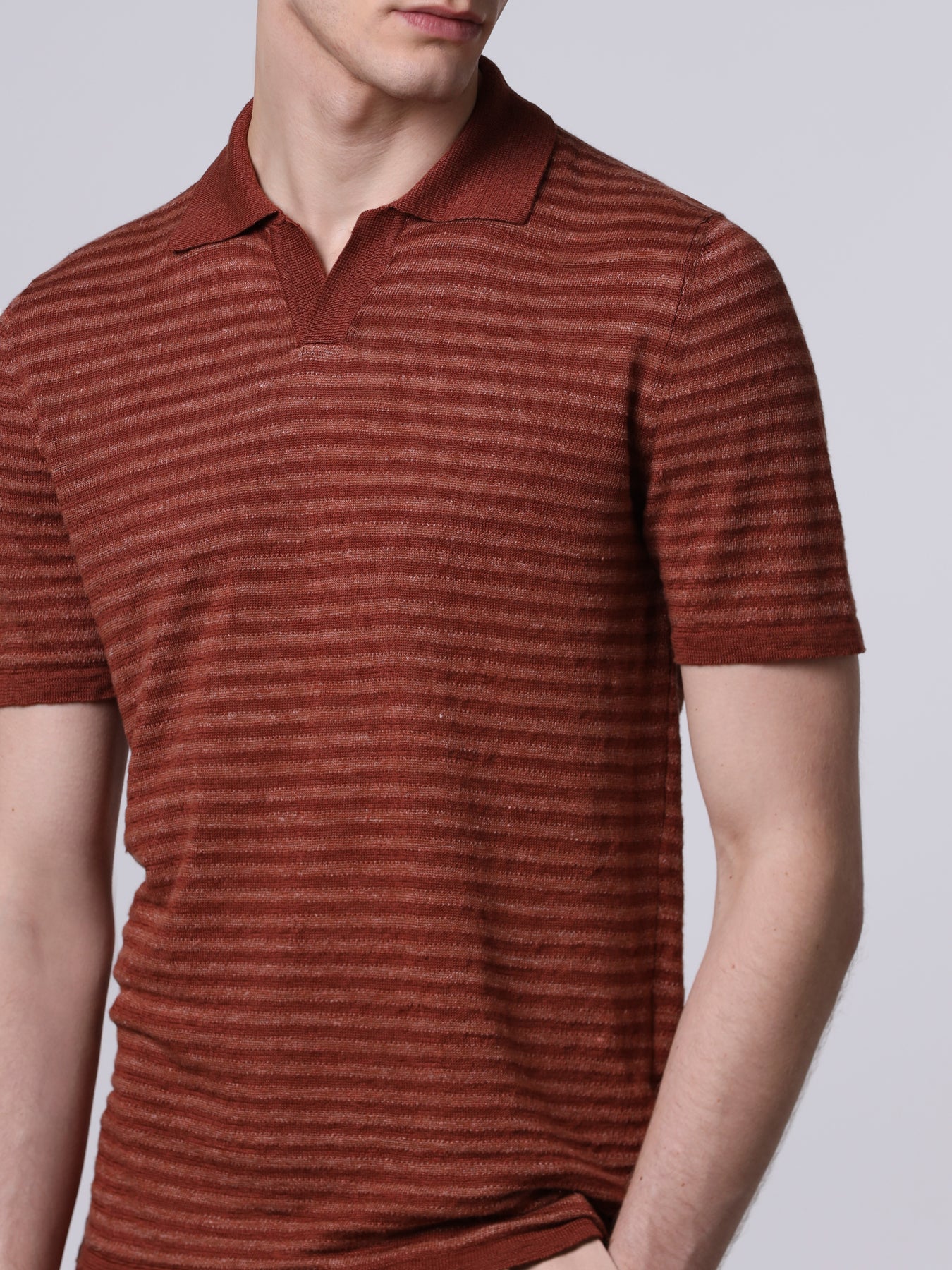 Striped linen polo