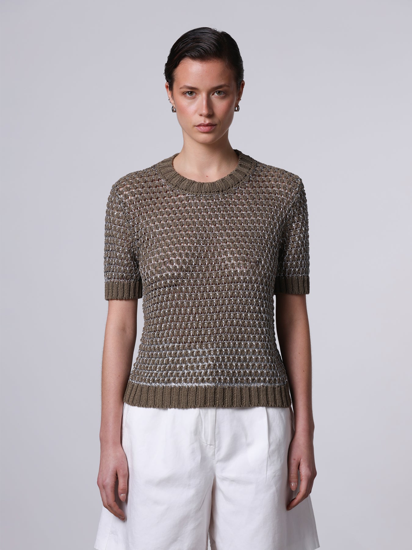 Seed stitch knit t-shirt