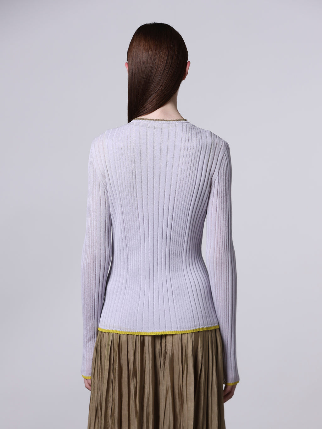 Contrast-stitch ribbed cardigan