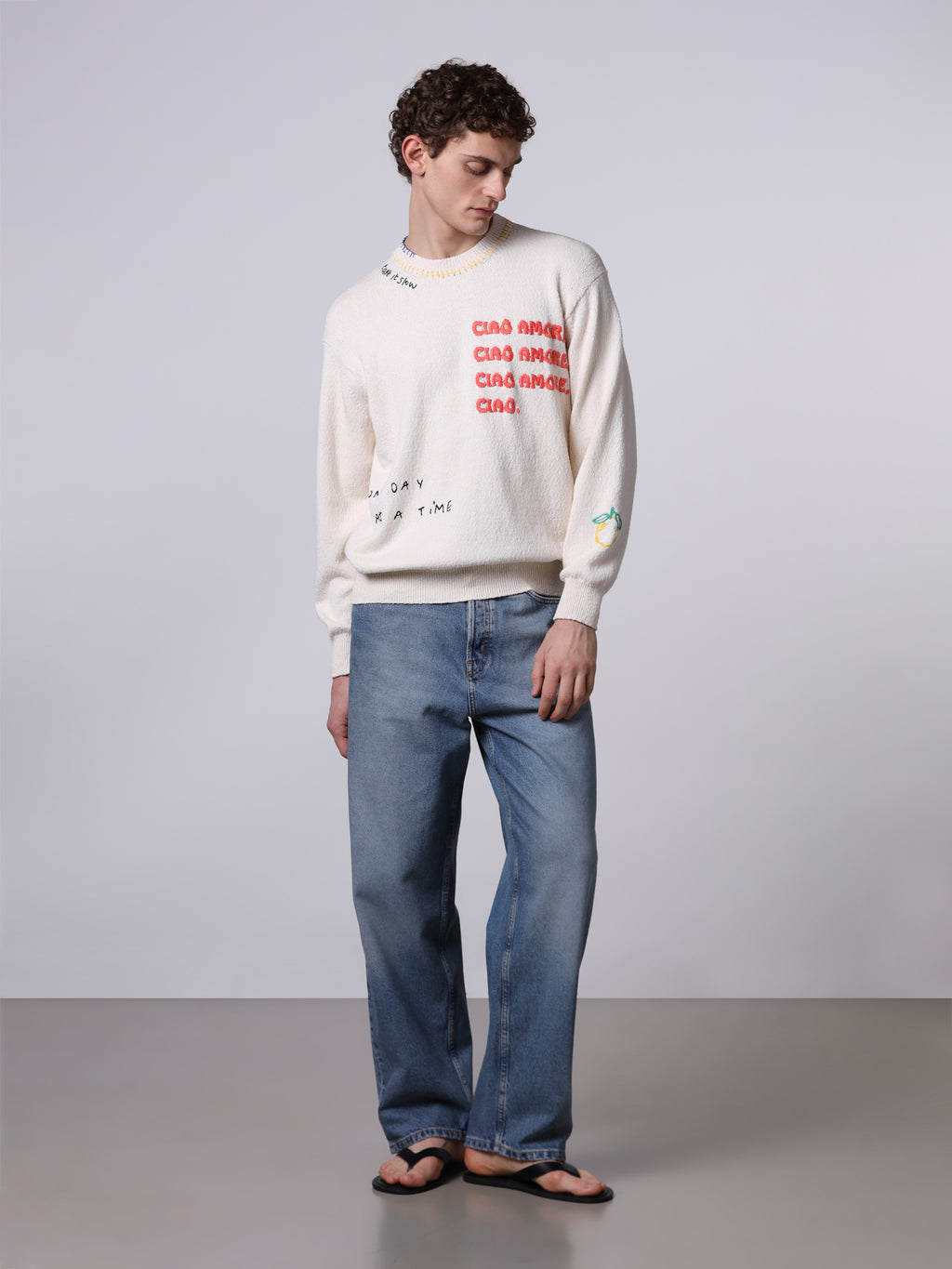 “Ciao Amore” Embroidered knit sweater
