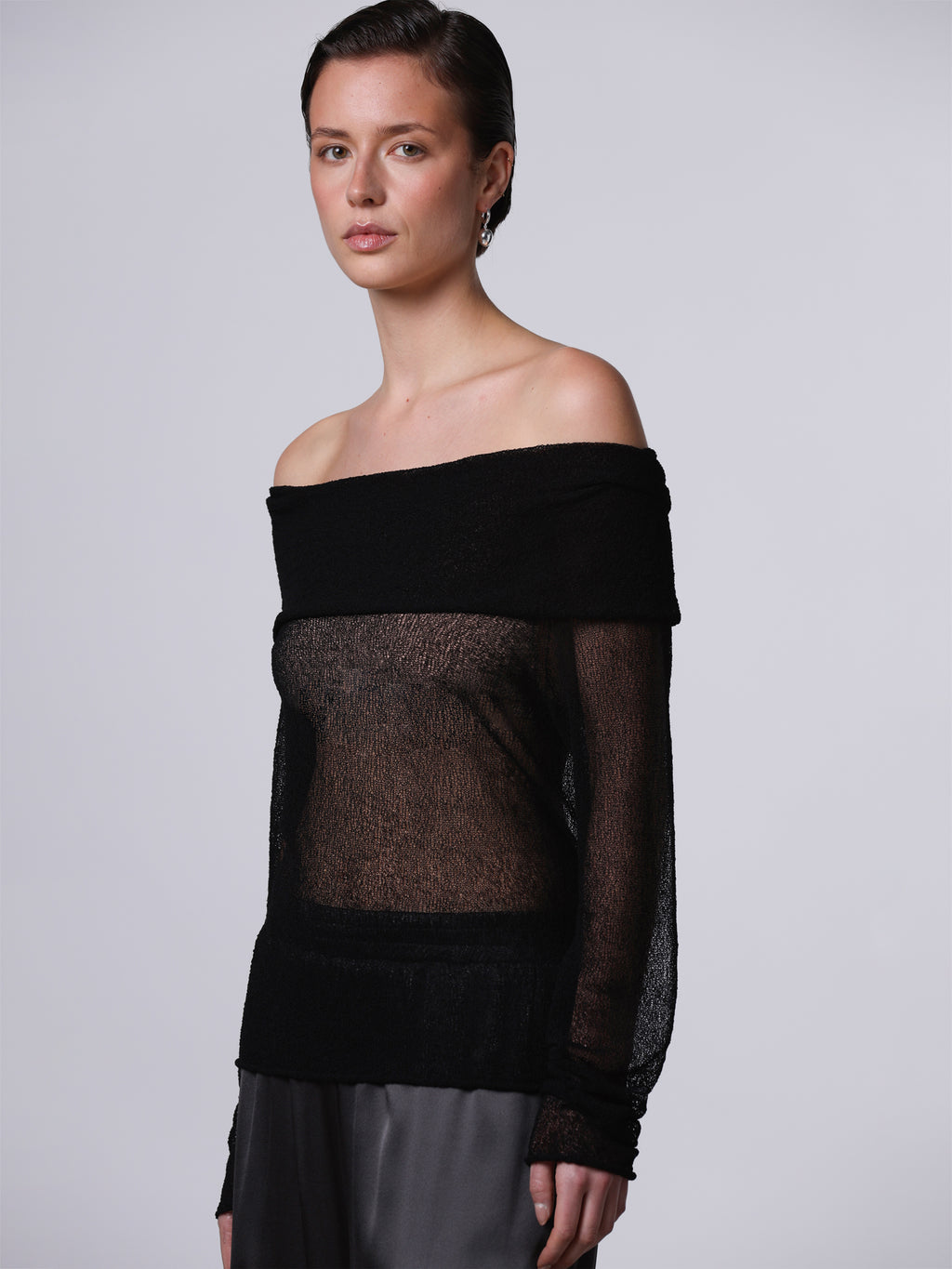 Openwork Lace-Effect off-shoulder