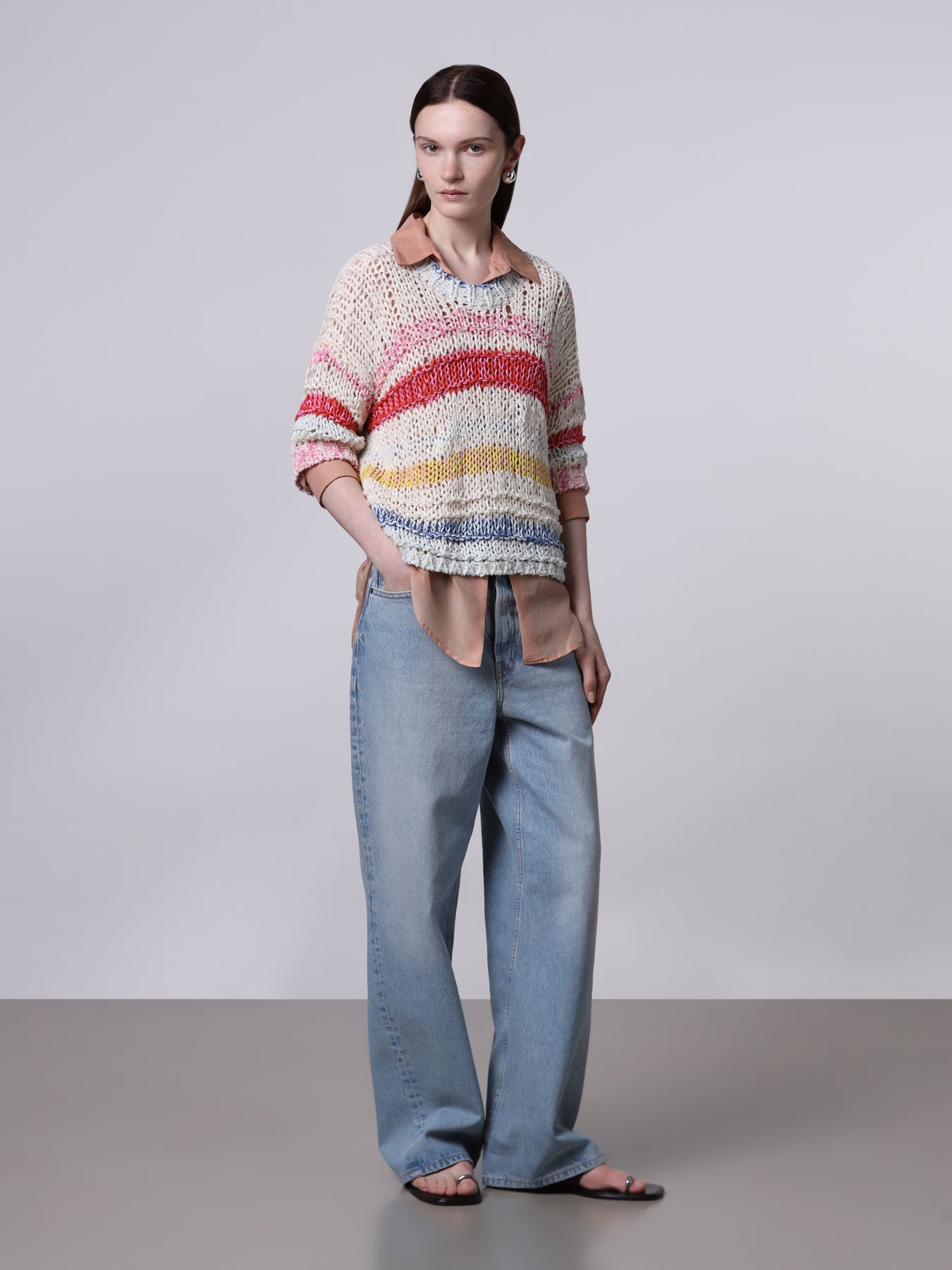 Mixed-stitch striped t-shirt