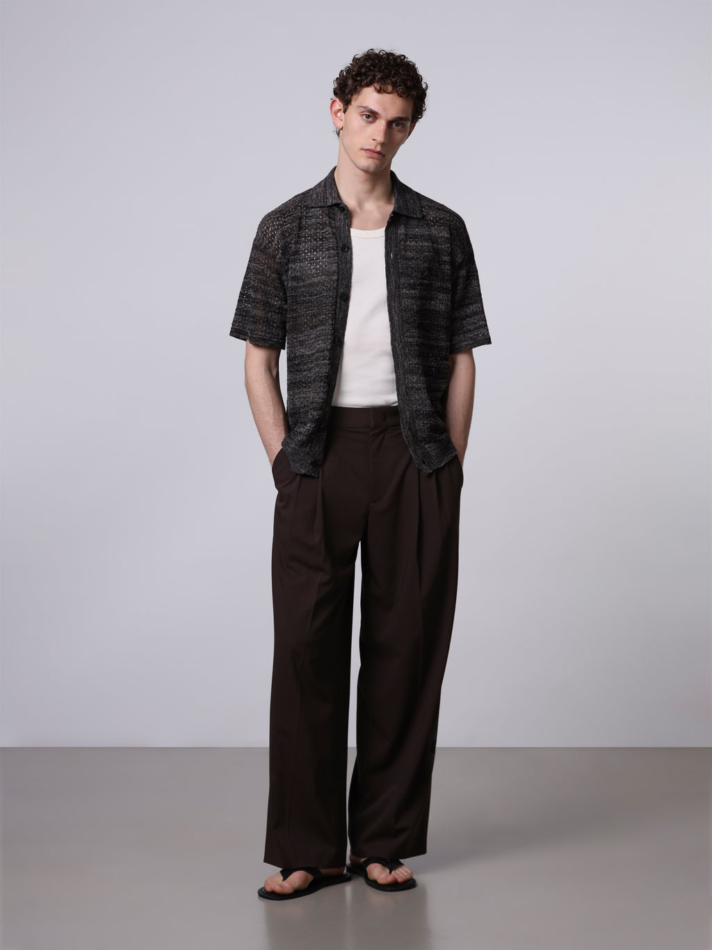 Mouliné textured-knit shirt