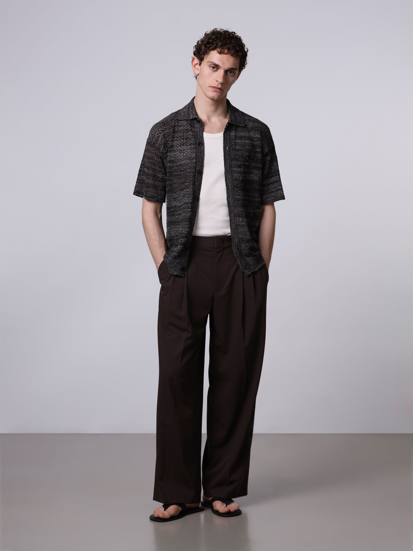 Mouliné textured-knit shirt